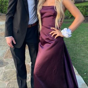 Strapless Purple Silk Prom Dress